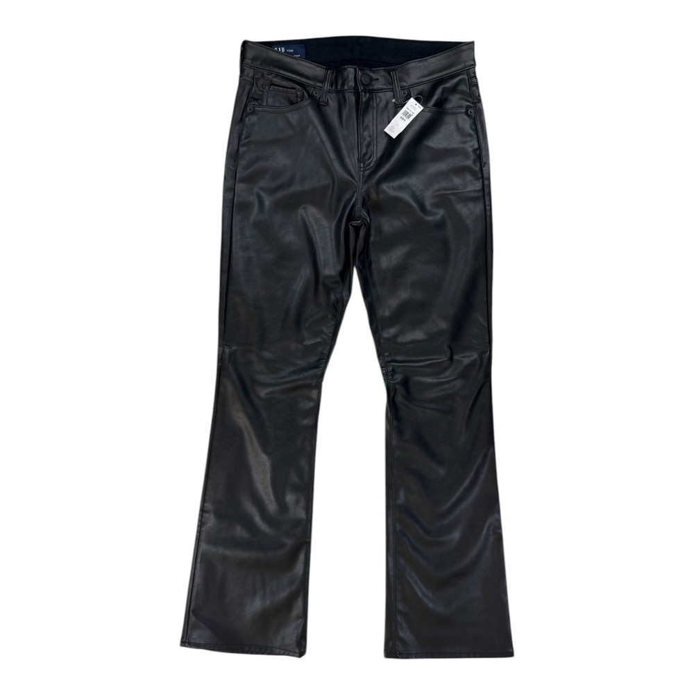 NEW Gap Faux Leather Pants 8/29R Black Baby Boot Bootcut Vegan Goth Streetwear